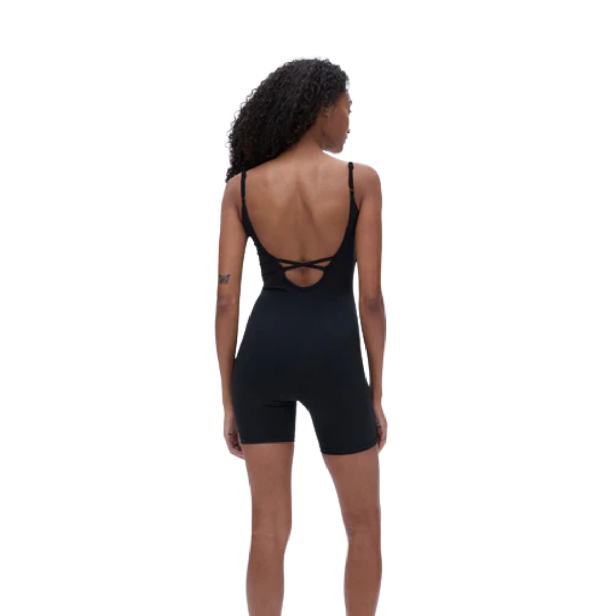 Model wearing black Adanola romper