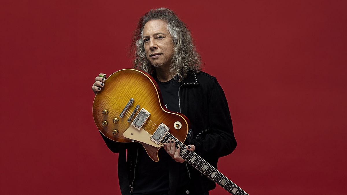 Kirk Hammett holding a 1960 Gibson Les Paul Standard