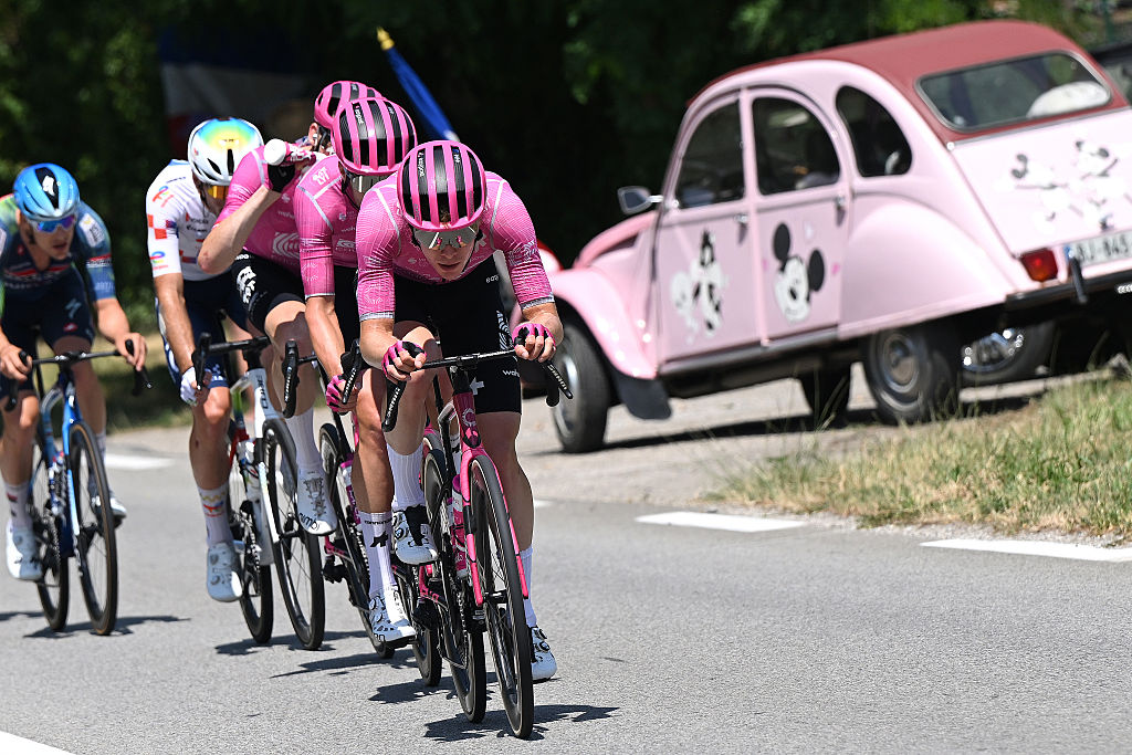 ORCIERES, FRANCE - JULY 23: Georg Steinhauser of Germany and Team EF Education - EasyPost competes during the 113th Tour de France 2026, Stage 18 a 185.2km stage from Voiron to Orcieres-Merlette 1825m / #UCIWT / on July 23, 2026 in Orcieres, France. (Photo by Dario Belingheri/Getty Images)