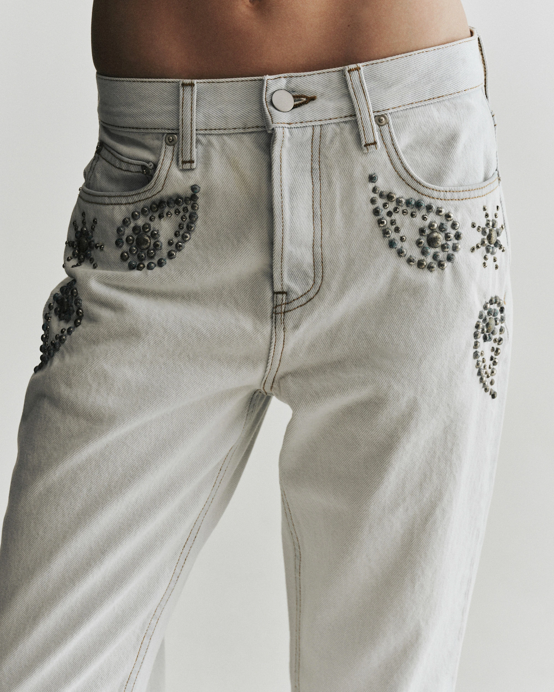 Sunset Studded Mid-Rise Jean | Cloud - 24