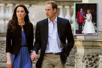 Prince William and Kate Middleton with drop in of them on their wedding day