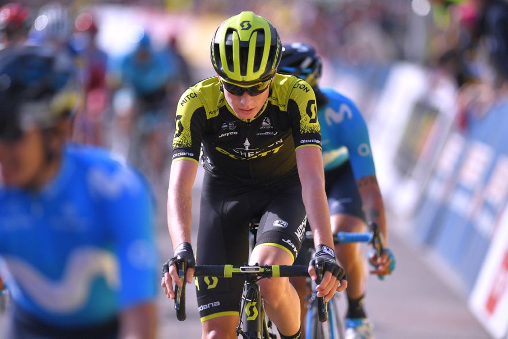 Lucas Hamilton (Mitchelton-Scott) arrives at the finish of stage 2 at Tour de Romandie