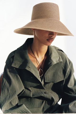 Sloped Brim Straw Hat