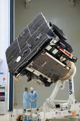 Solar Orbiter at the European Space Agency's IABG facility Ottobrunn, Germany, before it departed for the US for launch.
