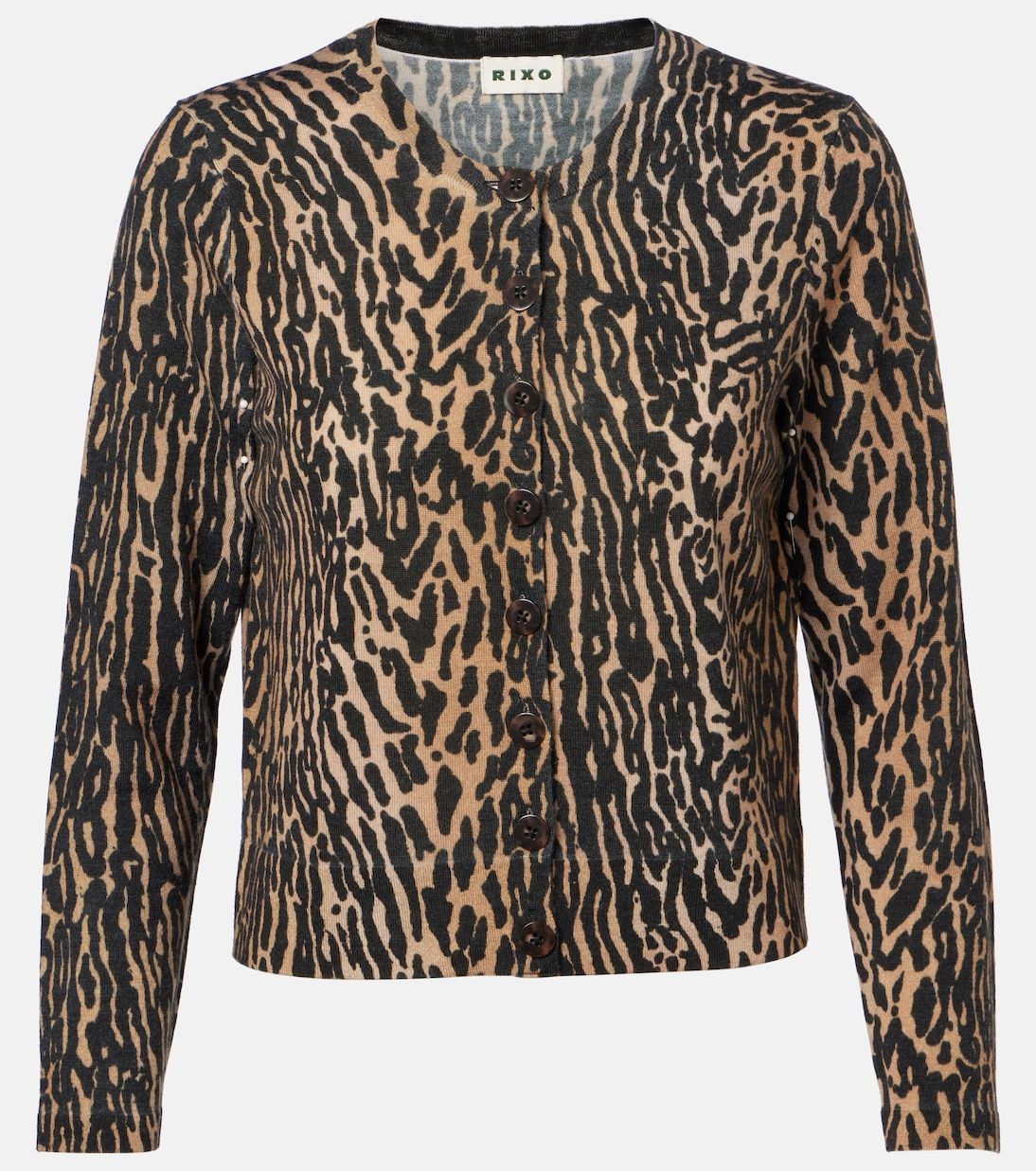 Peony Leopard-Print Wool Cardigan