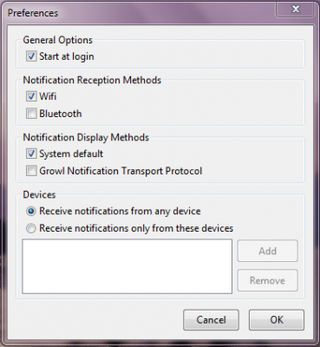 Remote Notifier desktop settings