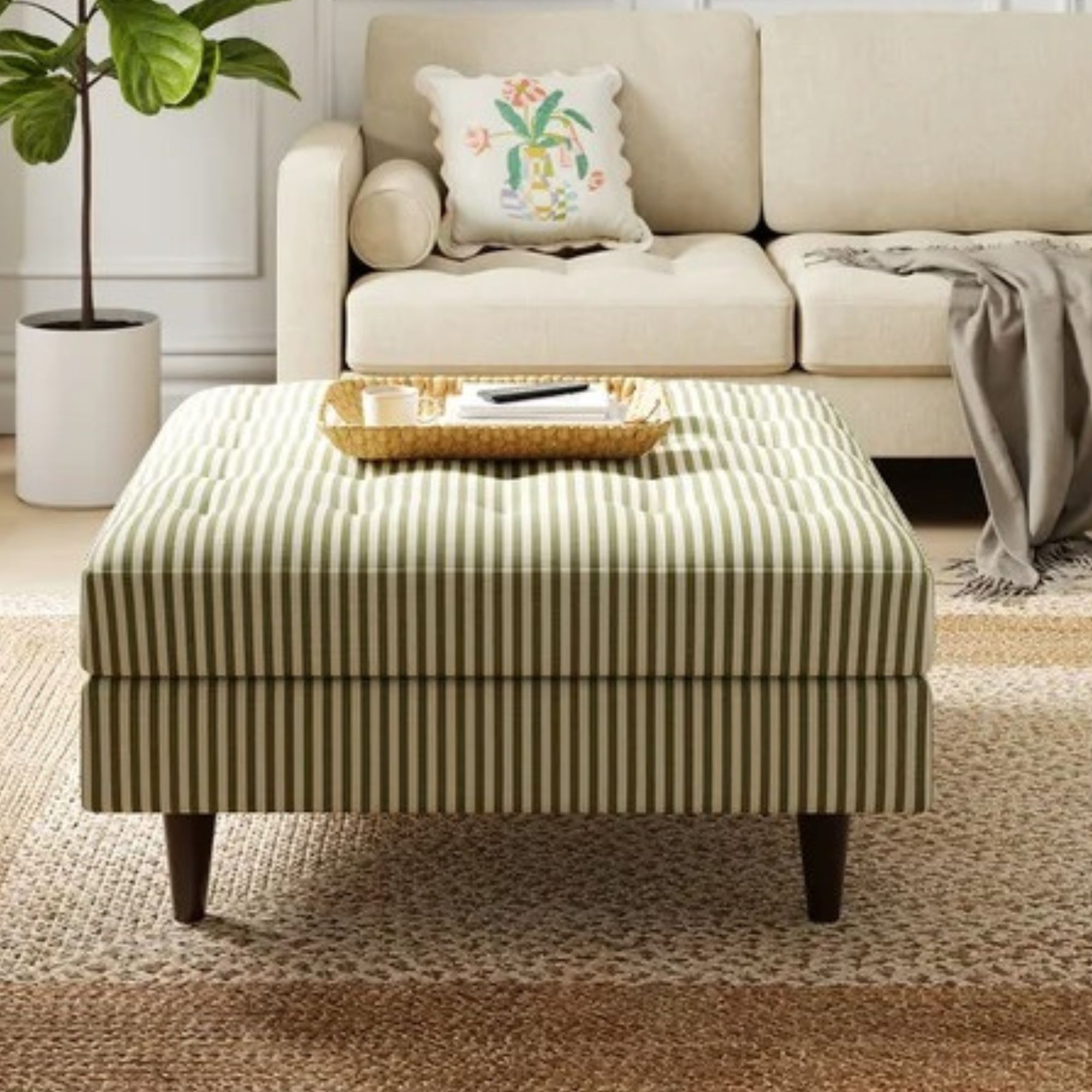 pinstripe footstool