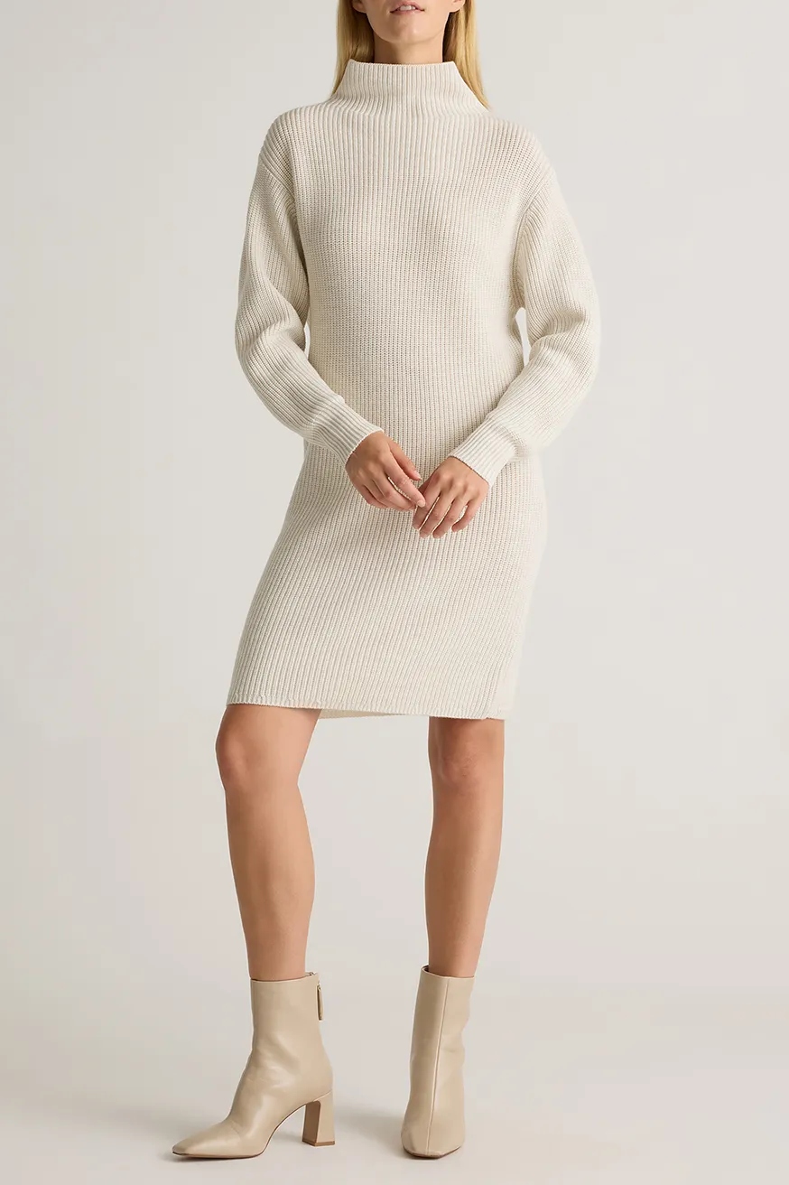 Quince, Australian Merino Wool Relaxed Turtleneck Sweater Dress