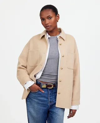 madewell, doppelseitige lange Hemdjacke