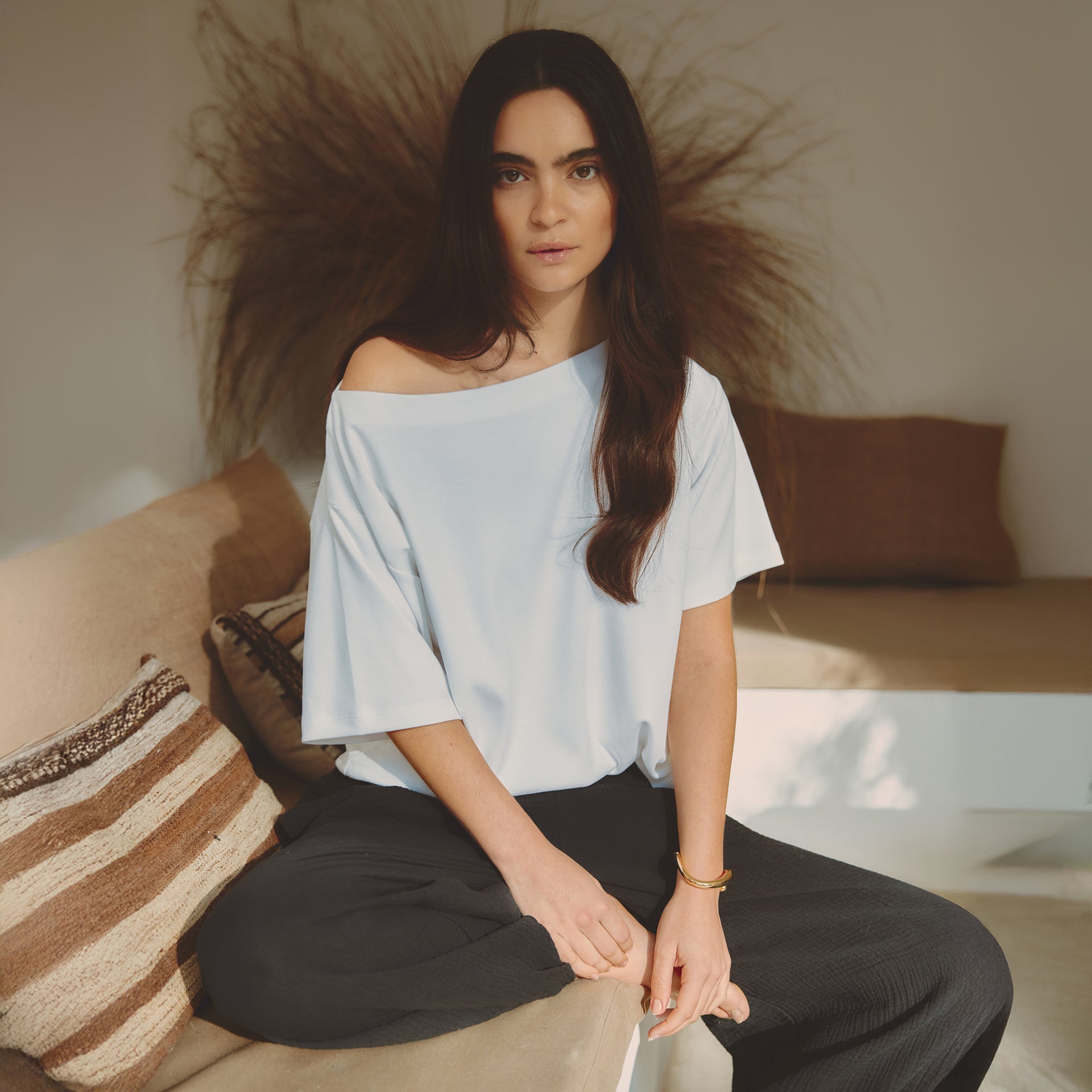 White Off Shoulder T Shirt - 8