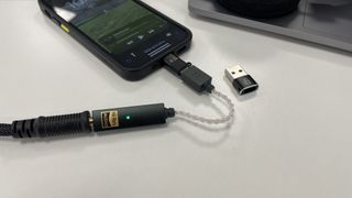 iFi Go Link DAC connected to iPhone 12 Mini