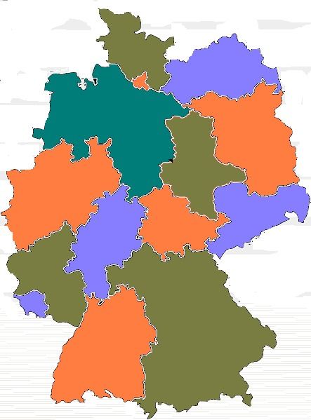 A map of Germany illustrates the four color theorem