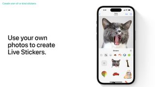 iOS 17 Live Sticker screen shot showing yawning cat
