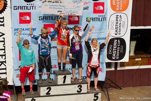 Elite women's podium at the US Pro GRT in Plattekill. Lauren Daney won the race.