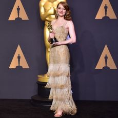 Emma Stone wore a fringe Givenchy dress to the 2017 Oscars