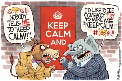 Political Cartoon U.S. liberal conservative republican democrat