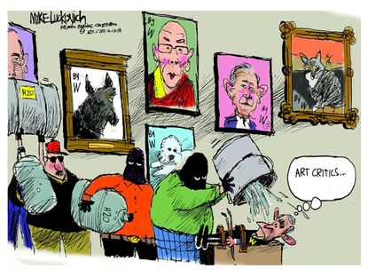 Political cartoon George Bush paintings torture