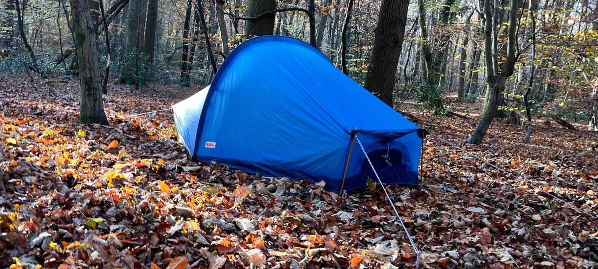 Fjällräven Abisko Lite 1 tent pitched in the woods