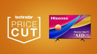 Hisense U6G 4K TV on an orange background