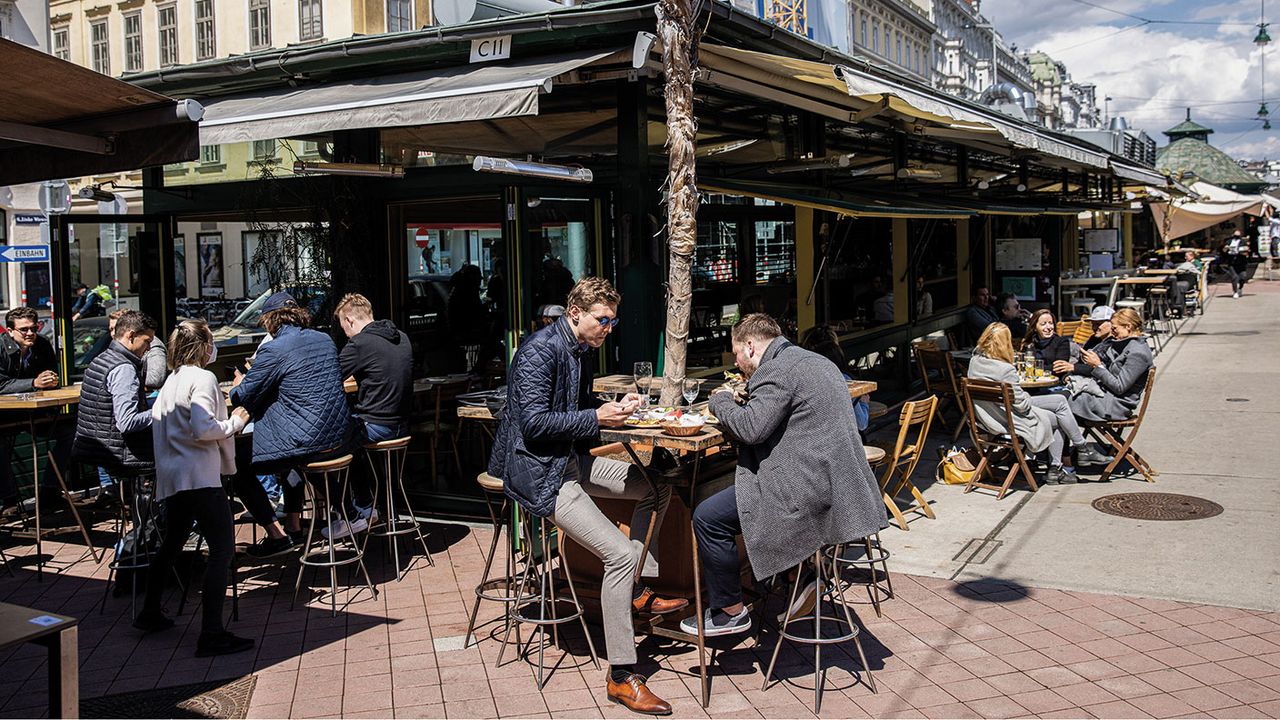 People at a street cafe in Vienna