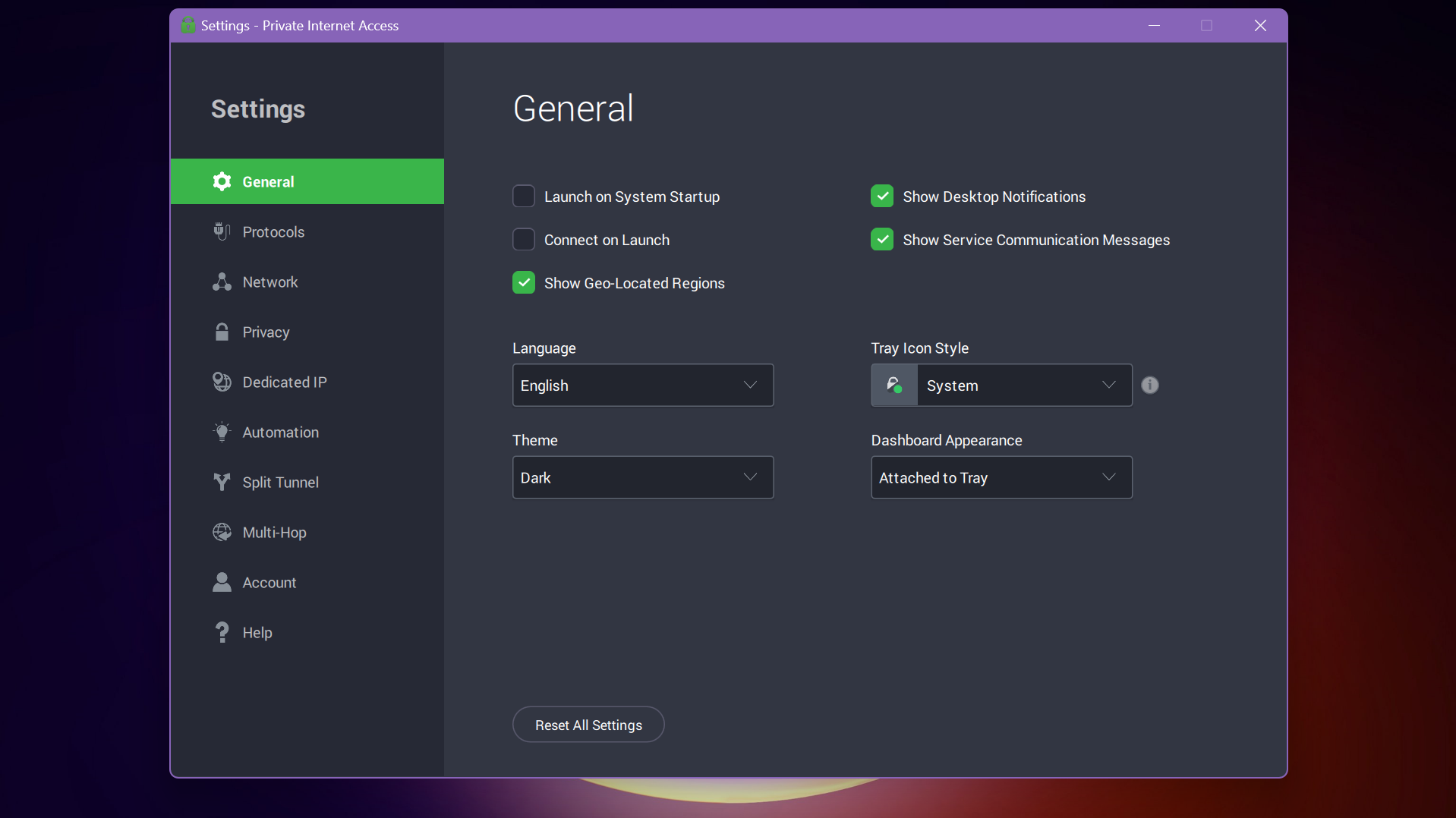 PIA desktop screenshots