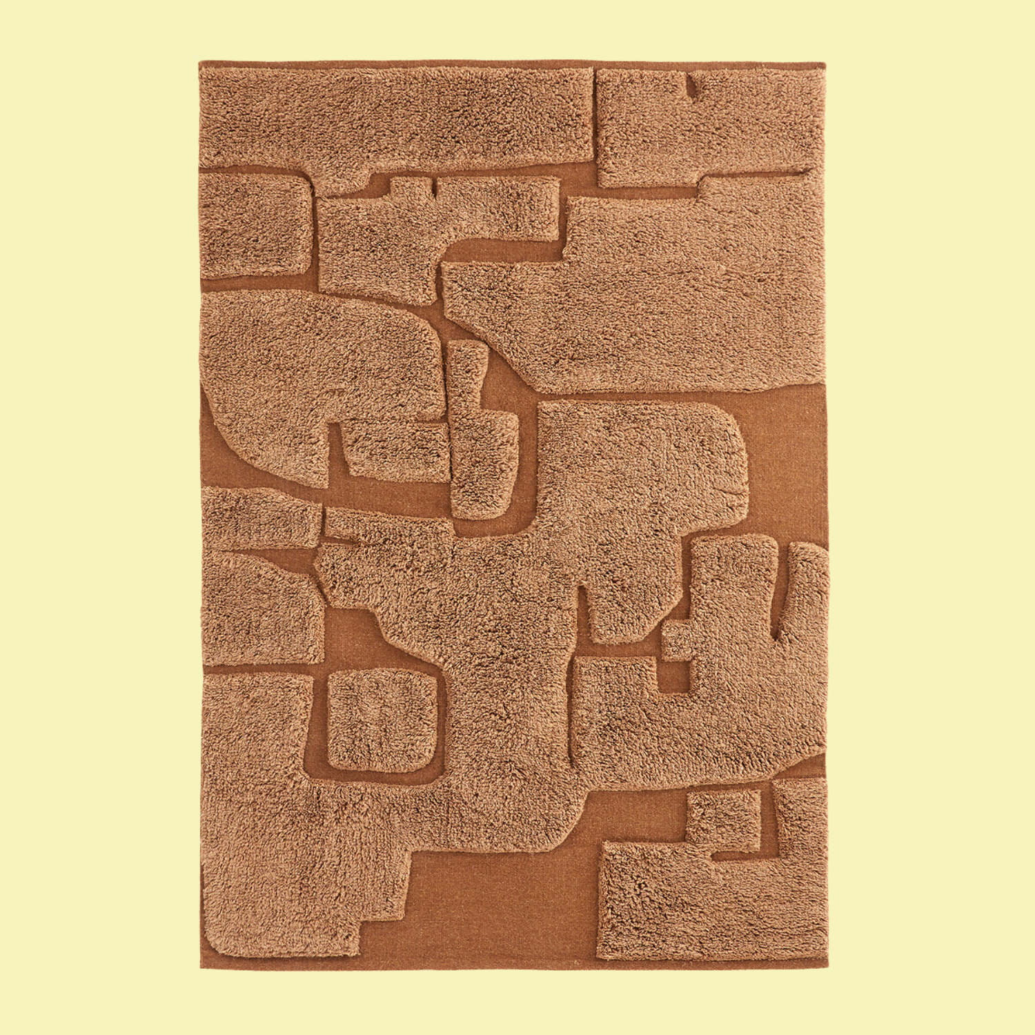 A brown tufted wool rug