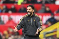 MANCHESTER, ENGLAND - OCTOBER 04: Ruben Amorim, Manager of Manchester United, reacts during the Premier League match between Manchester United and Sunderland at Old Trafford on October 04, 2025 in Manchester, England. (Photo by Gareth Copley/Getty Images)