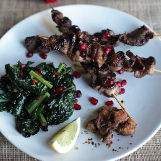 Spiced Duck Skewers with Kale