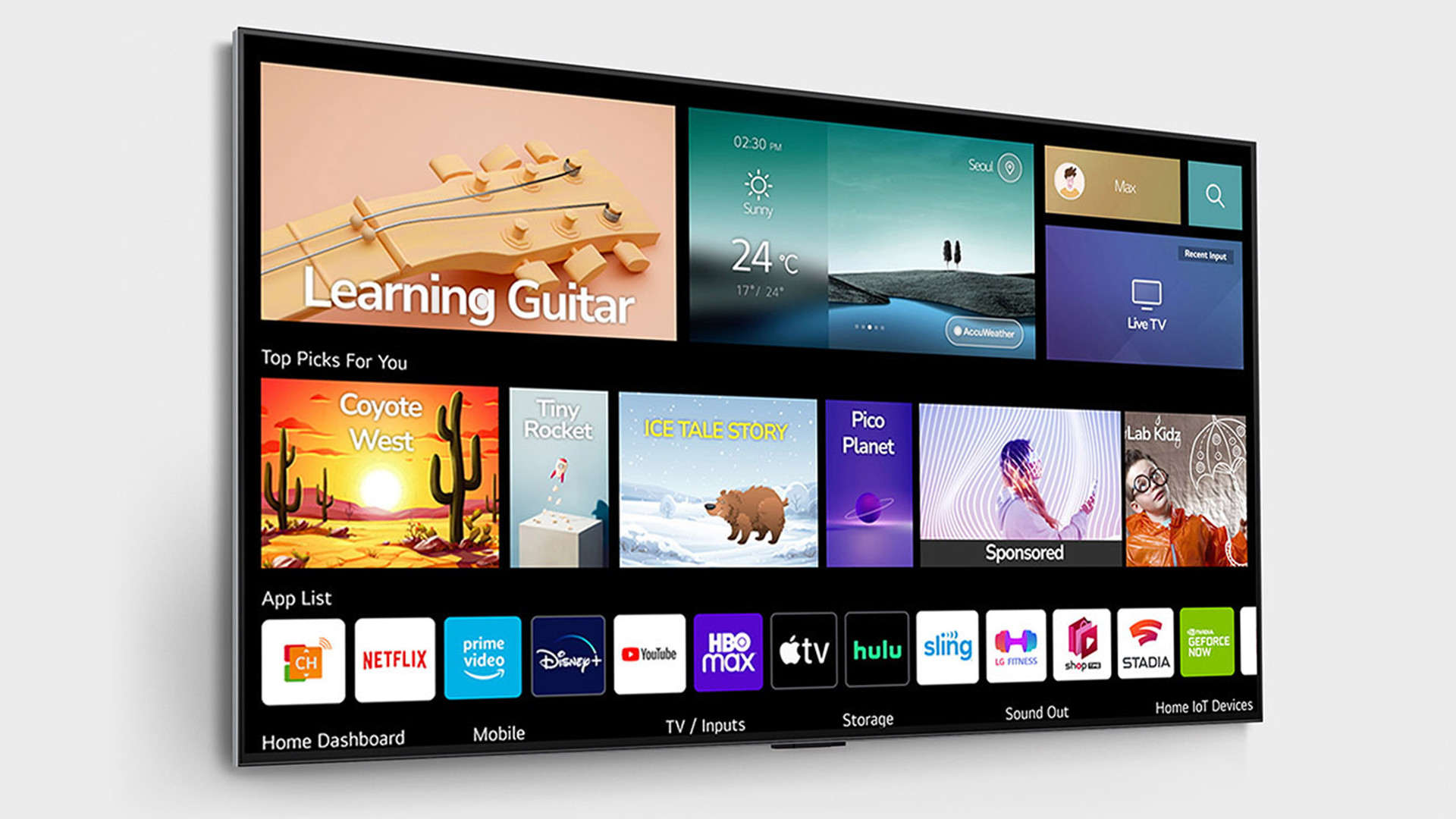 Primer plano de la nueva actualización de LG TV webOS