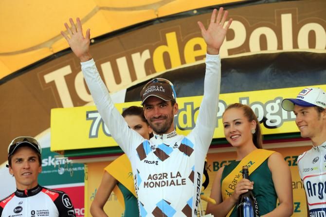 Tour of Poland stage 2 winner Christophe Riblon (AG2R La Mondiale) on the podium
