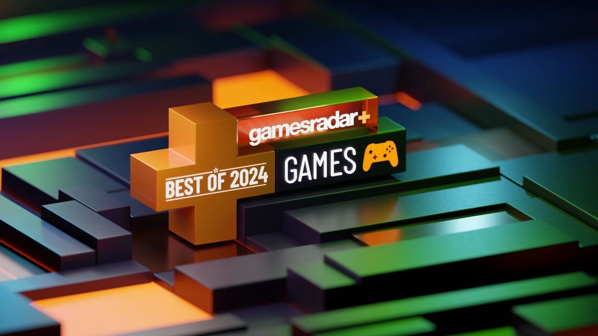 GamesRadar+ year in review hero image which shows &#039;Game of the Year 2024&#039; text displayed in a glowing plus symbol