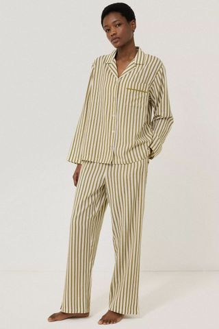 Calmont Stripe Full Length Pyjama | Khaki