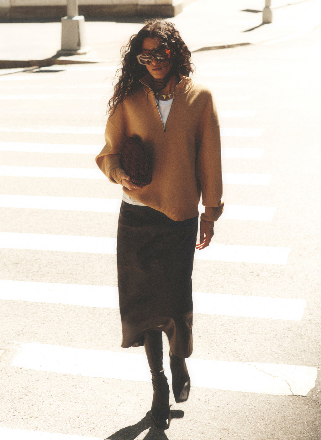 Marta Leather Midi Skirt