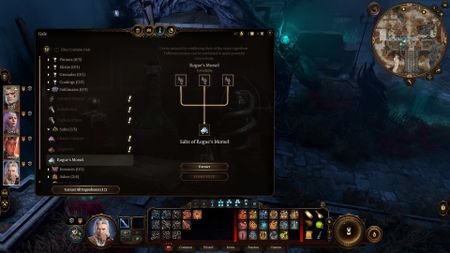 Baldur's Gate 3 crafting interface