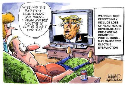 Political cartoon U.S. Trump obamacare GOP