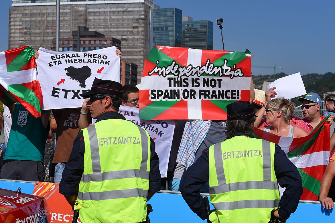 Basque separatists at the start of Stage 13 of the Vuelta a Espa&ntilde;a