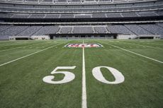 rendering of a football field 50 yard line