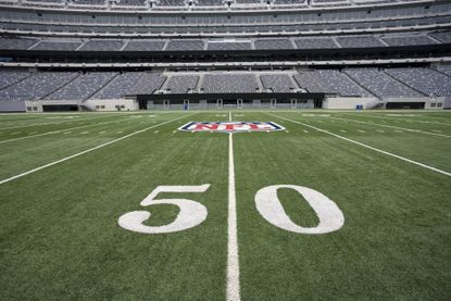 rendering of a football field 50 yard line