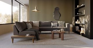 brown living room brown sofa in odular shape to show the most versatile sofa trends 2023