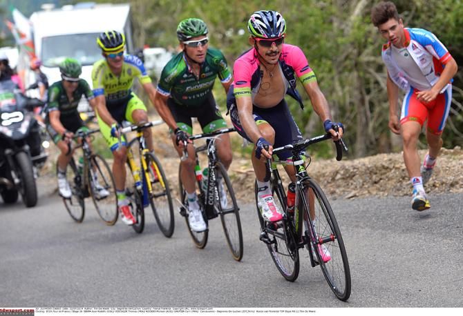 Jose Serpa (Lampre-Merida) leads the breakaway