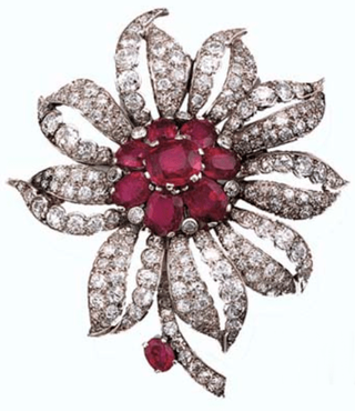 Princess Margaret's Diamond and Ruby Flower Brooch