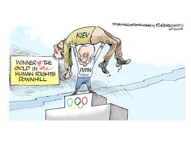 Political cartoon Ukraine Russia protests