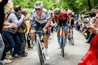 Belgian Remco Evenepoel of Soudal QuickStep pictured in action during stage eight of the 2023 Giro DItalia cycling race from Terni and to Fossombrone 207 km in Italy Saturday 13 May 2023 The 2023 Giro takes place from 06 to 28 May 2023 BELGA PHOTO JASPER JACOBS Photo by JASPER JACOBS BELGA MAG Belga via AFP Photo by JASPER JACOBSBELGA MAGAFP via Getty Images