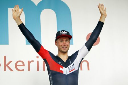 Roger Kluge (IAM Cycling) celebrates his win