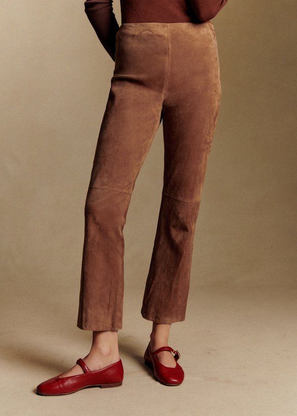Ciara Trousers - Camel - Goat Leather - Sézane