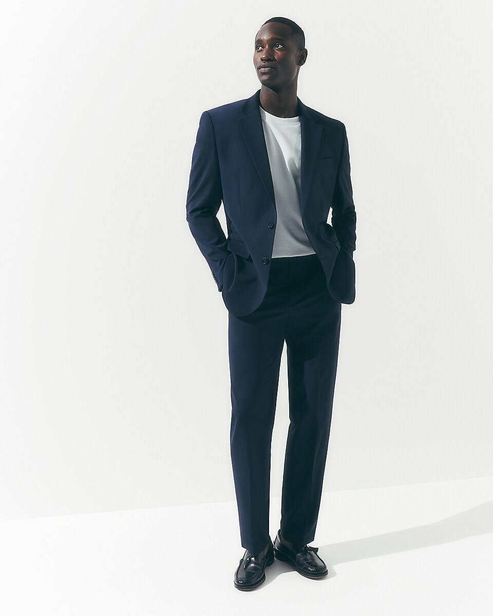 Classic Navy Wool-Blend Washable Modern Tech Suit Jacket