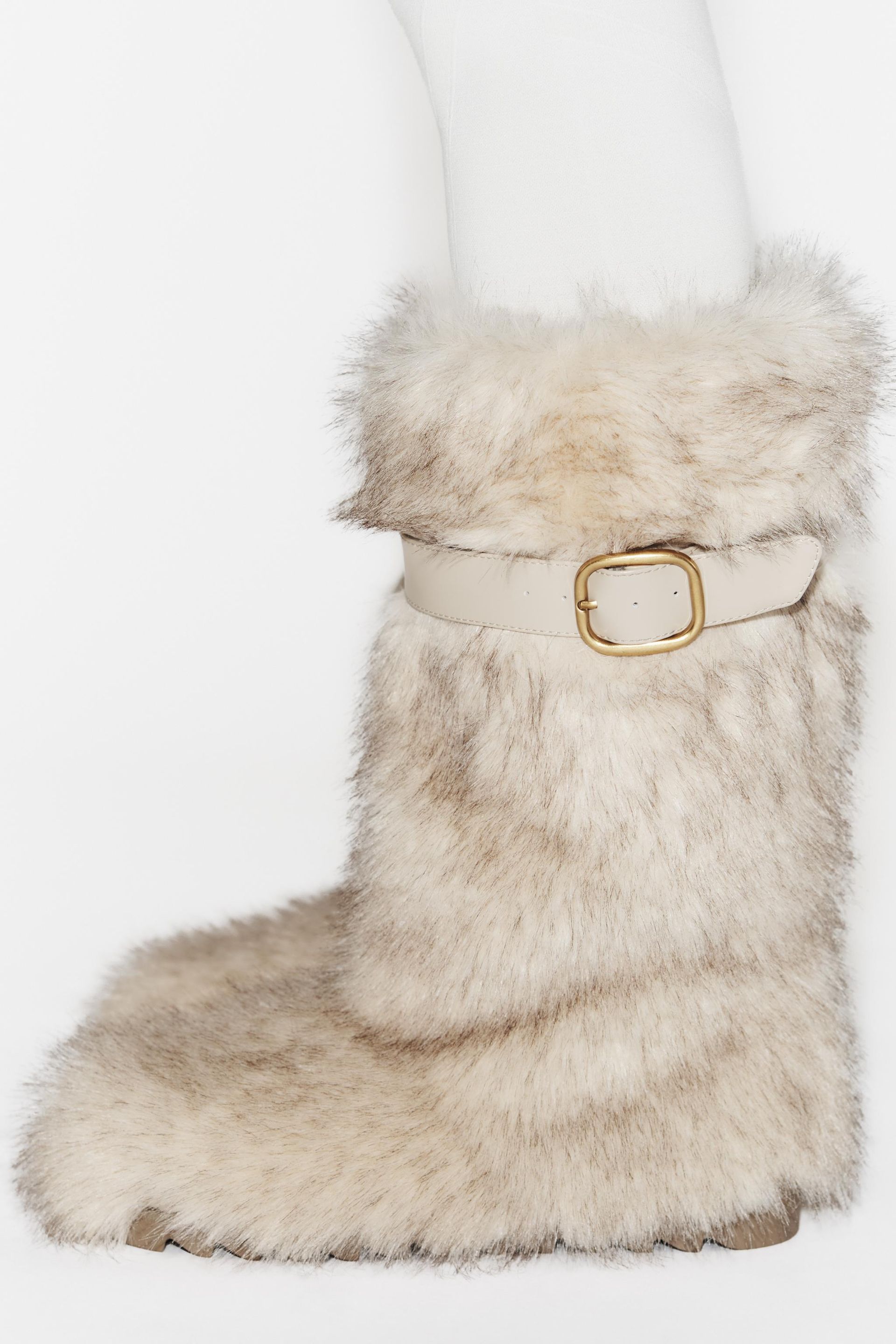 Faux Fur Ankle Boots With Strap Ski Collection