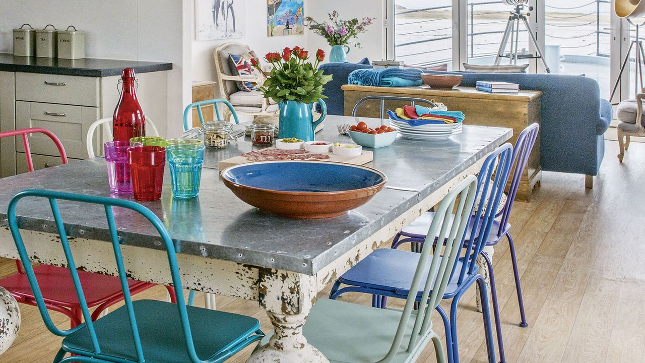 dining table with wooden flooring