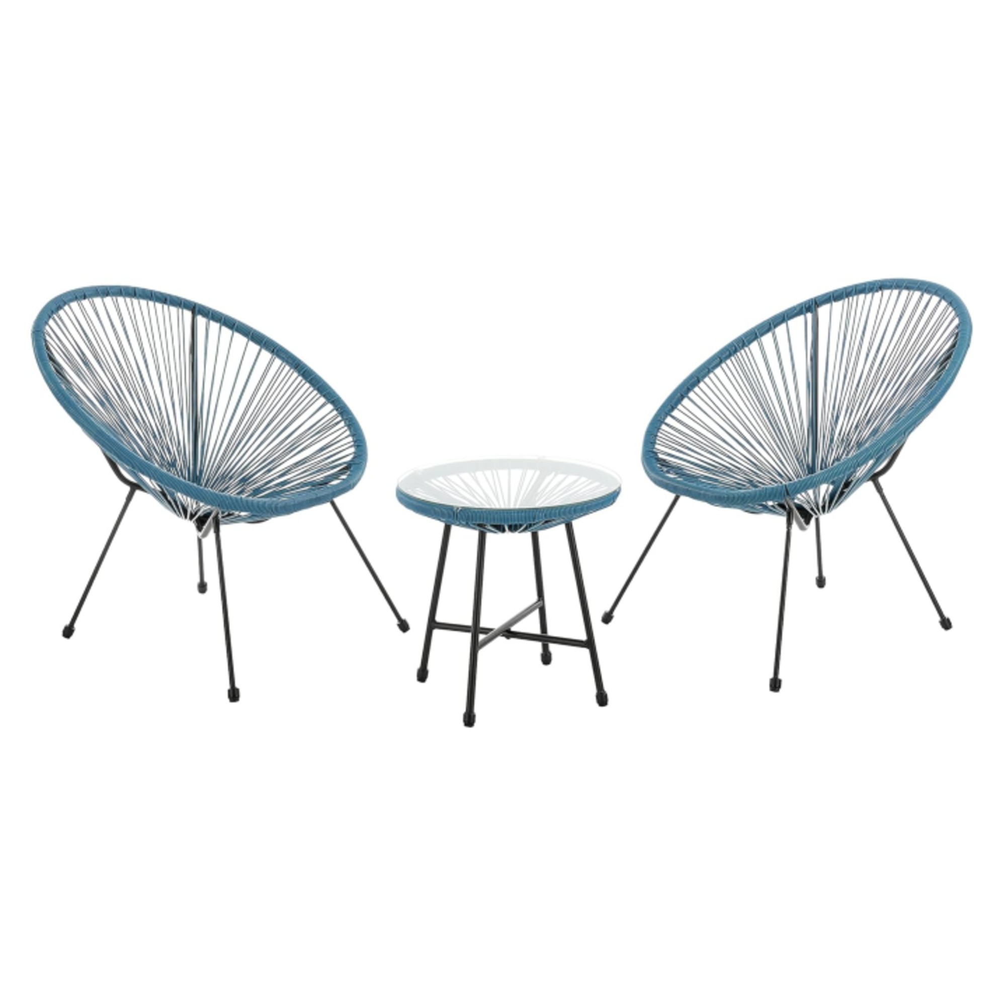 EVRE Goa Teal Acapulco Styled Egg Shape Conversational Garden Furniture Bistro Patio Outdoor Set