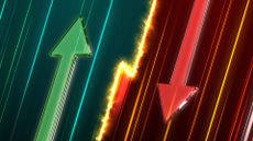 green arrow up yellow lightning bolt red arrow down mixed day for stocks